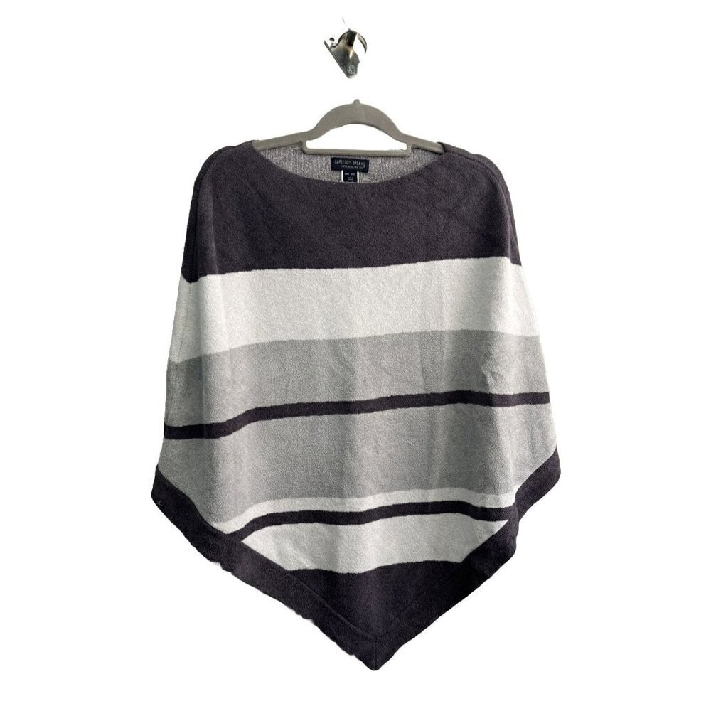 Barefoot Dreams One Size Cozy Chic Ultra Lite Gray Purple Striped Poncho SOFT